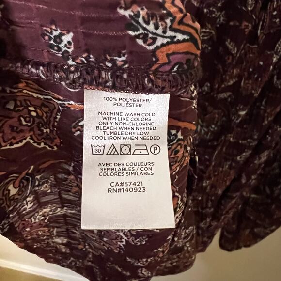 Loft Paisley Print Seersucker Long Sleeve Sheer Blouse Size Large - Picture 4 of 5